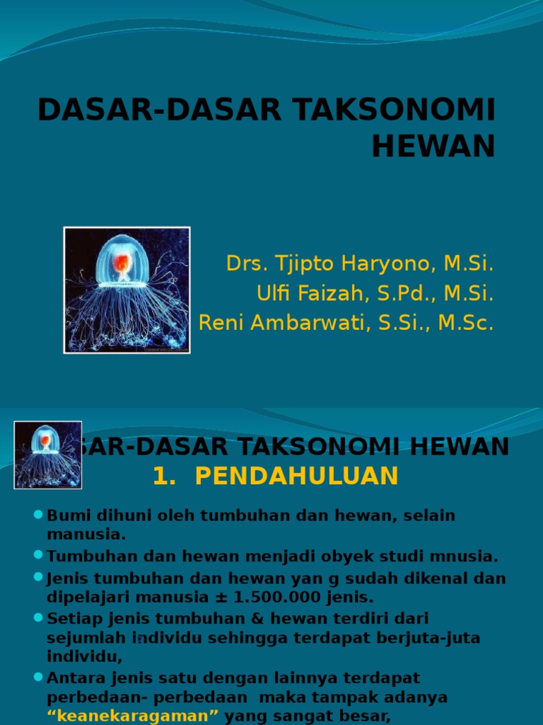 Dasar dasar Taksonomi Hewan Dasar dasar Taksonomi Hewan