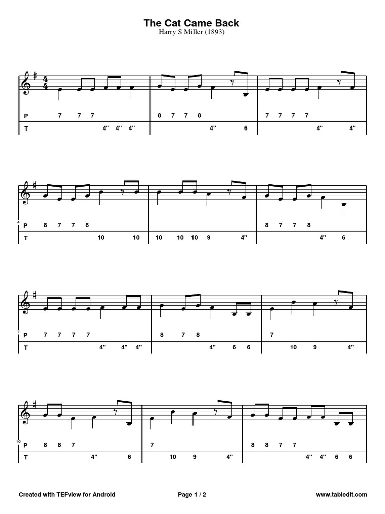 The Cat Came Back | PDF