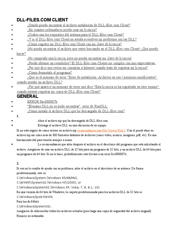 Guía de uso de DLL-Files.com Client | PDF | Microsoft Windows ...