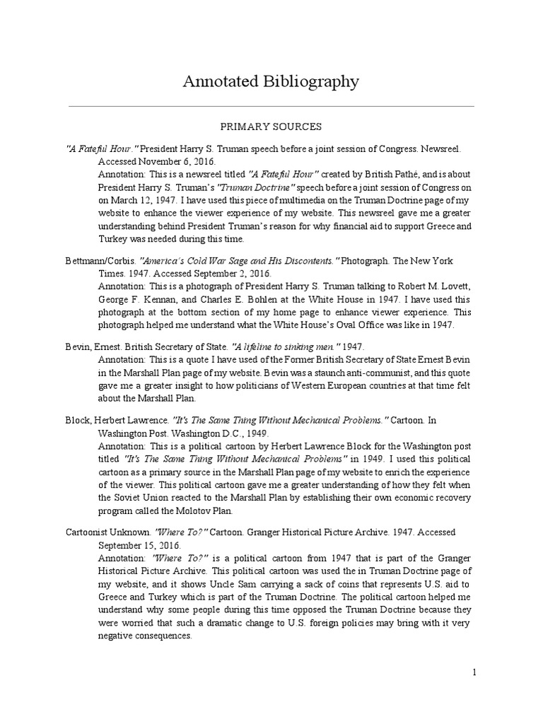 2017 National History Day Annotated Bibliography PDF Containment