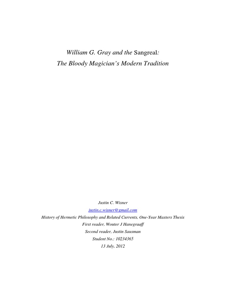 William Gray and The Sangreal PDF Western Esotericism Traditions