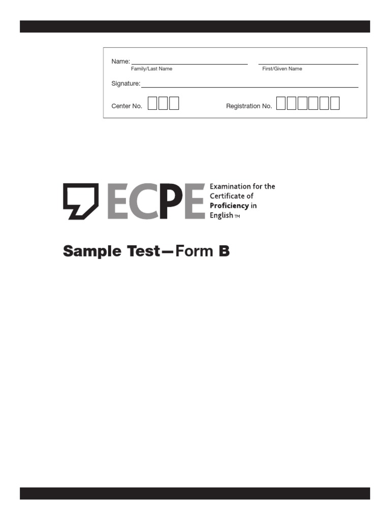 ECPE SampleB TestBooklet PDF | PDF | Calendar | Test (Assessment)