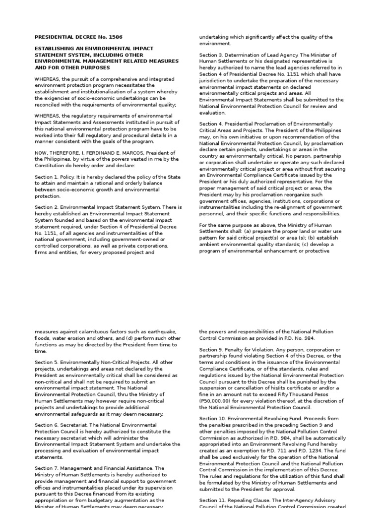Overview of PD 1586 EIS System | PDF | Environmental Impact Assessment ...