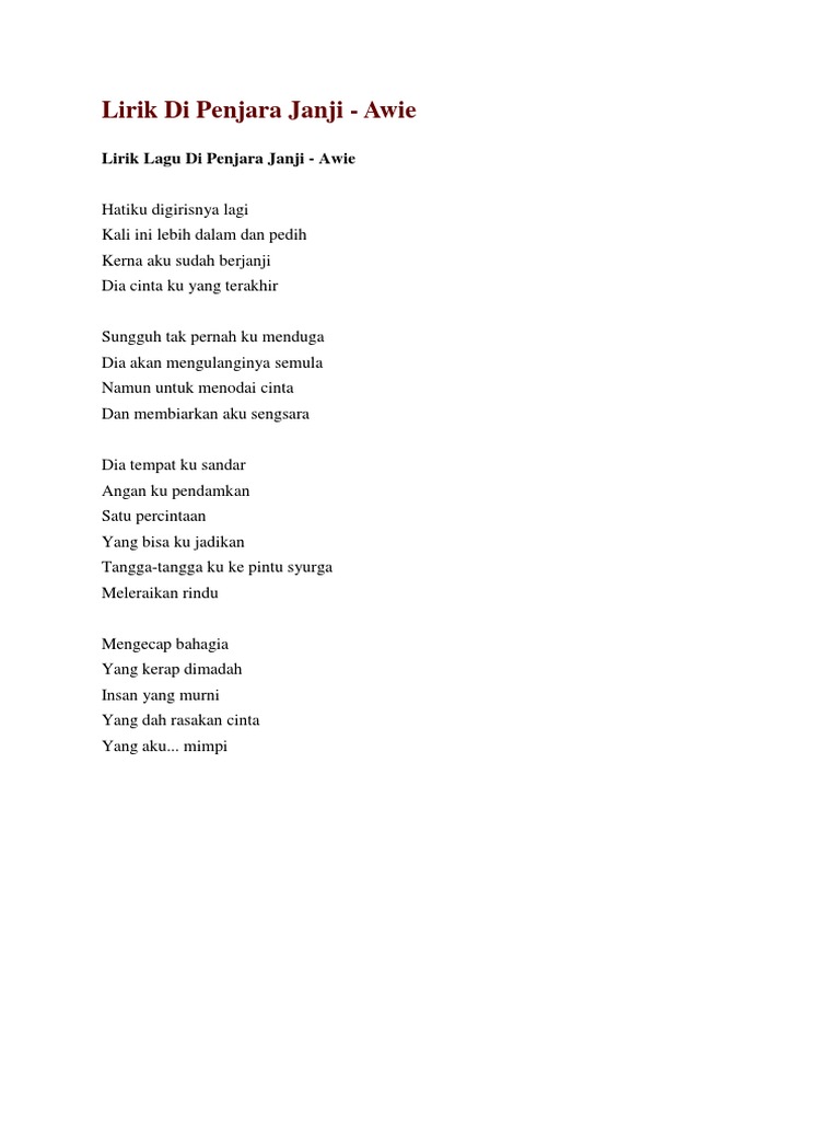 Lirik Di Penjara Janji Pdf Pdf