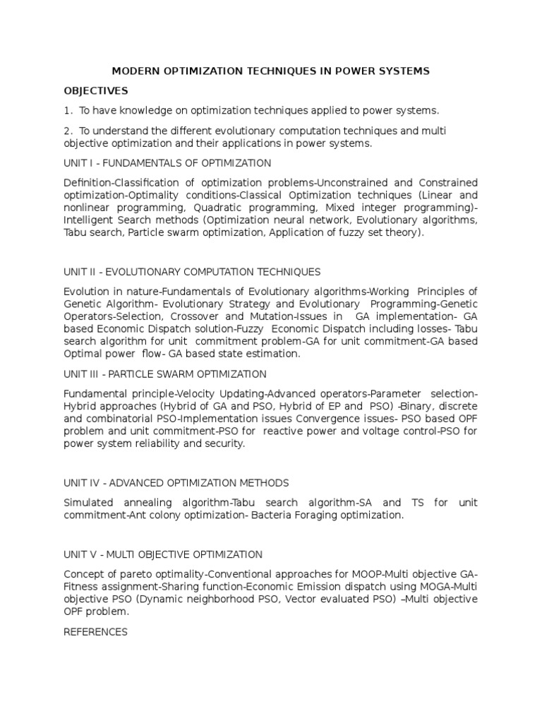 Modern Optimization in Power Systems | PDF | Mathematical Optimization ...