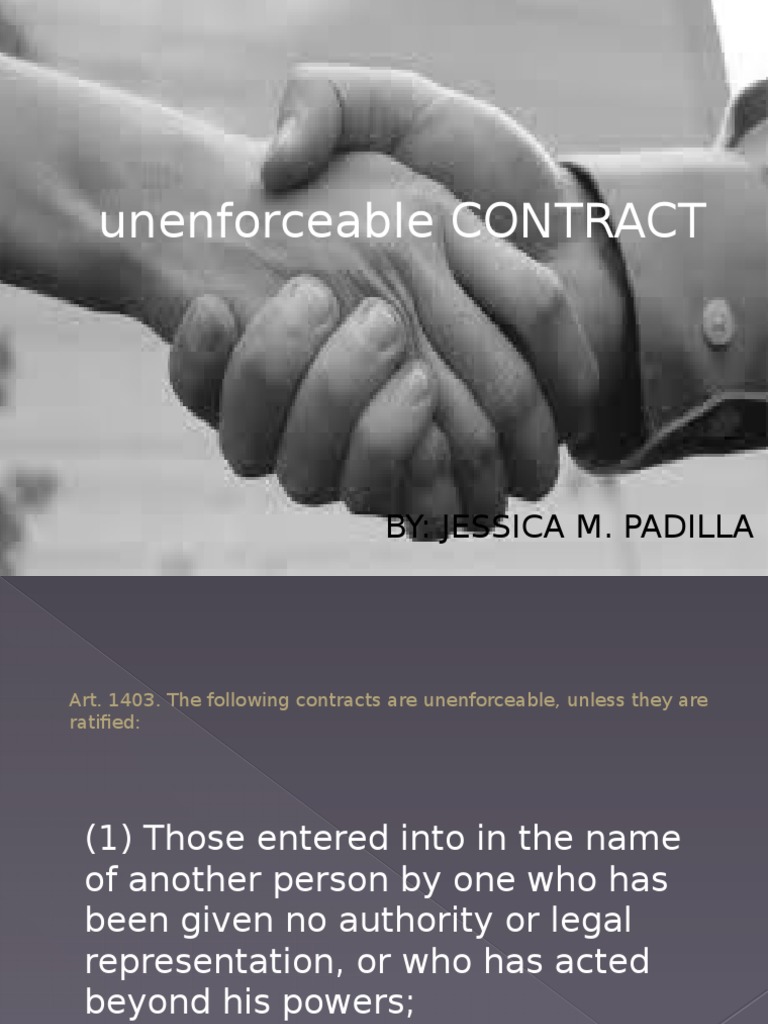 Un Enforceable Contract Ratification Contract Law