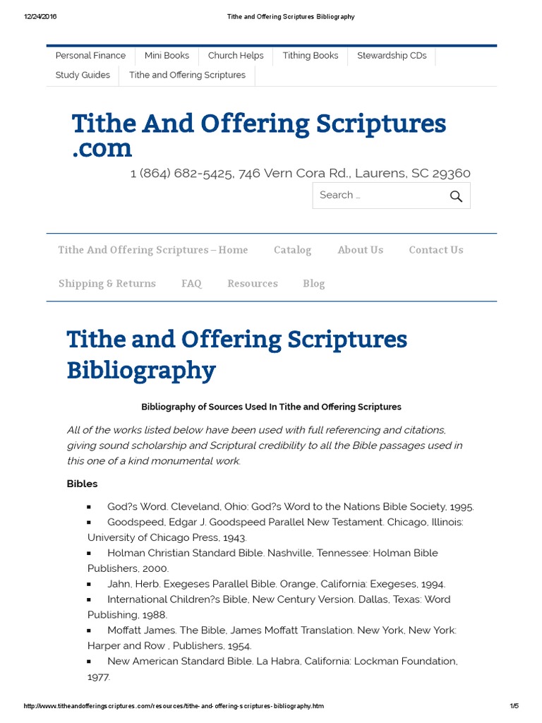 Tithe and Offering Scriptures Bibliography | PDF | Bible | New Testament