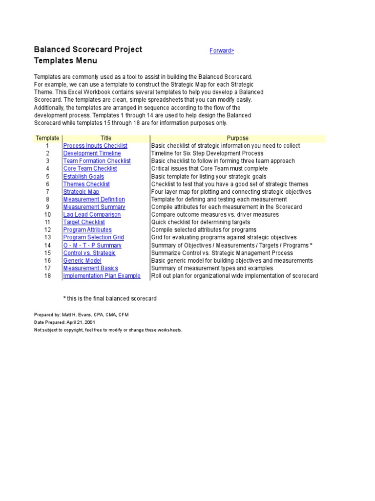 Balanced Scorecard Templates | PDF | Business