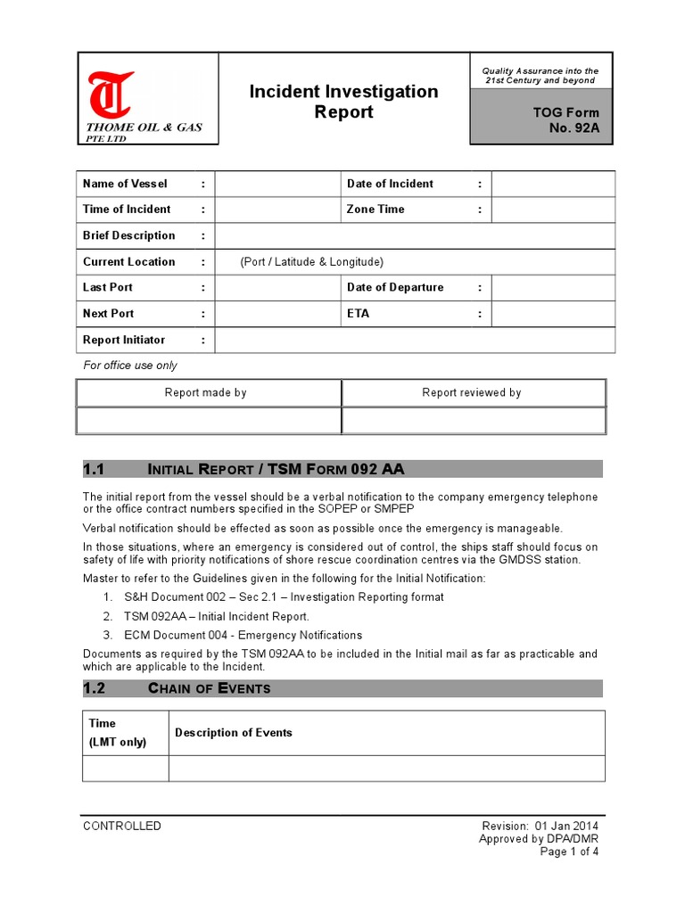 Incident Investigation Report Template | PDF | Safety | Risk Management