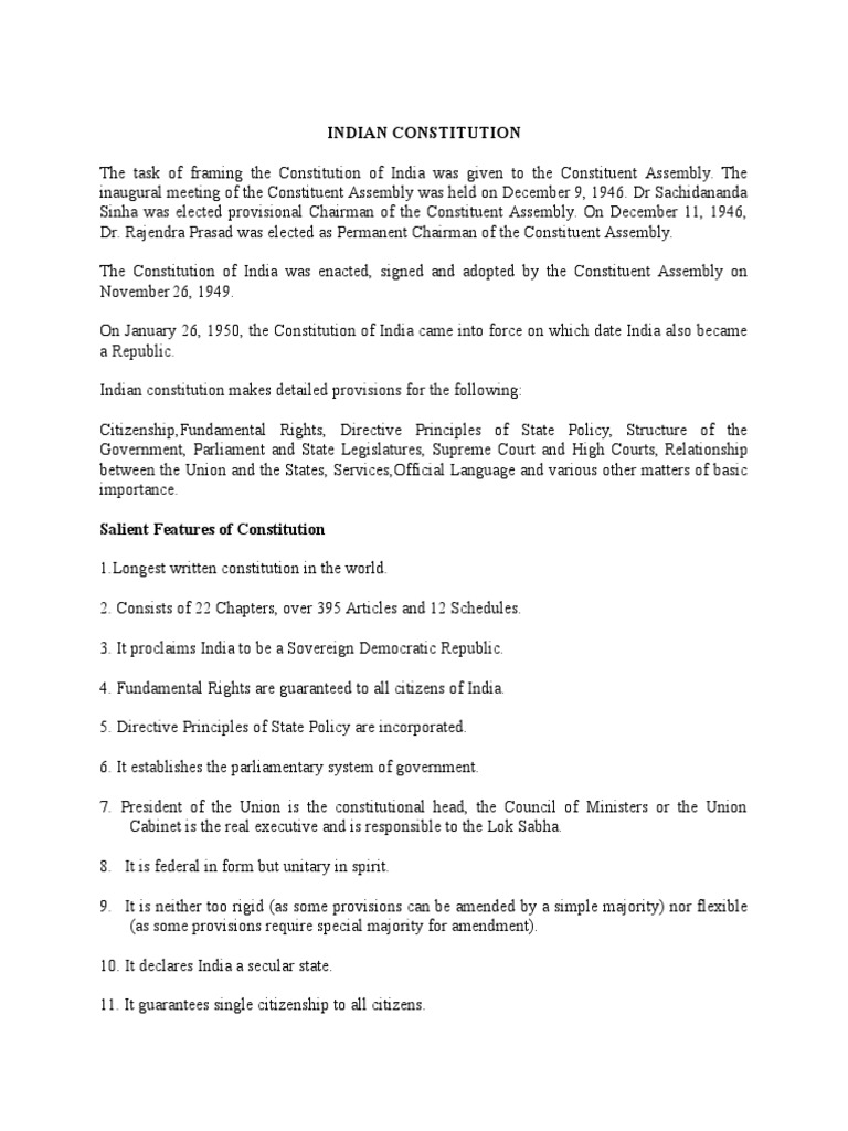 Indian Constitution (Brief Notes0 | PDF | Supreme Courts | Judiciaries