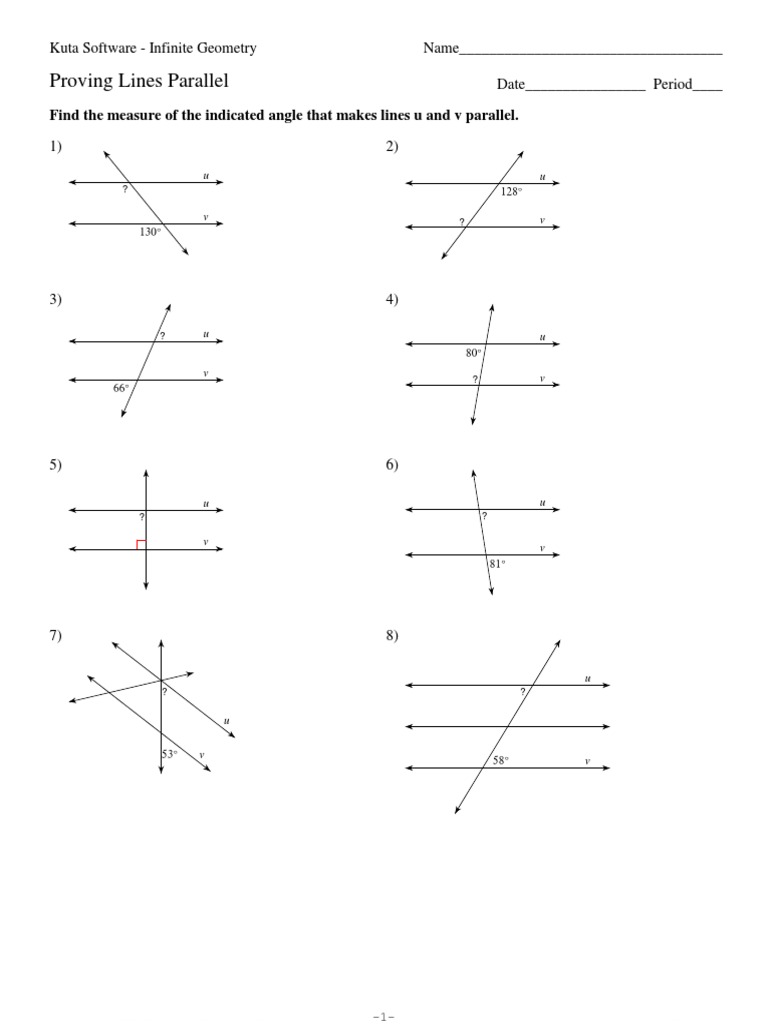 22-Proving Lines Parallel  PDF  Spacetime  Elementary Mathematics Throughout Proving Lines Parallel Worksheet