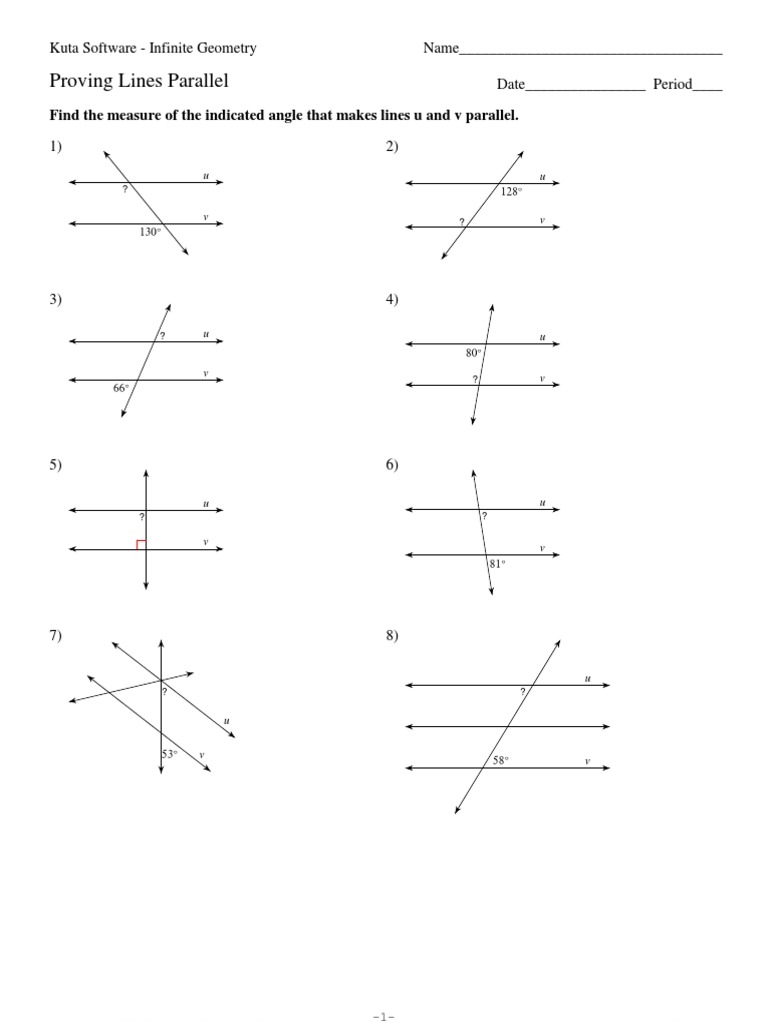 22-Proving Lines Parallel  PDF  Spacetime  Elementary Mathematics Throughout Proving Lines Parallel Worksheet
