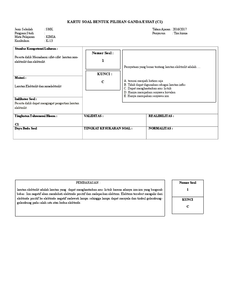 Contoh Soal Taksonomi Bloom C1 C6 - Contoh Soal Terbaru