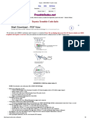 Toyota - Obd - Obd2 Trouble Codes | Pdf | Throttle | Toyota