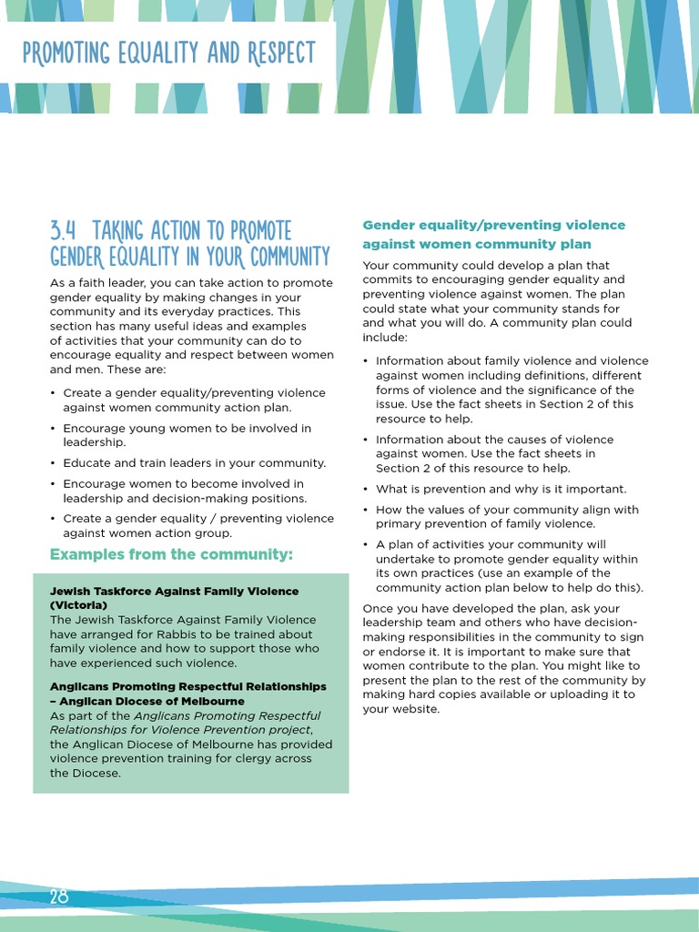 Promoting Equality and Respect: 3.4 Taking Action To Promote Gender ...