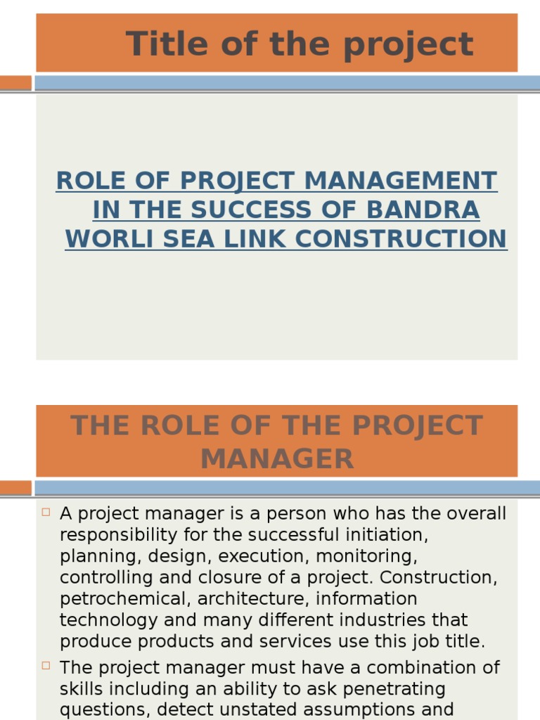 Project Management in BWSL Success | PDF | Project Manager | Industries