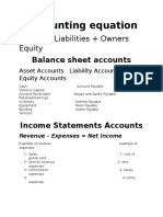 The Account and Balance Sheet and Income Statement Accounts
