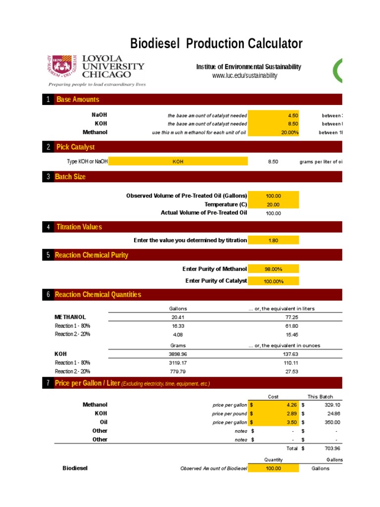 Biodiesel Calculator PDF Biodiesel Chemistry