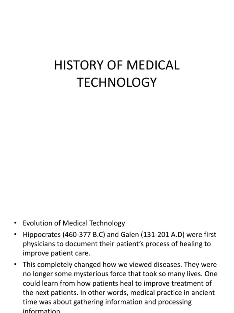 History of Medical Technology | PDF | Pathology | Medical Laboratory