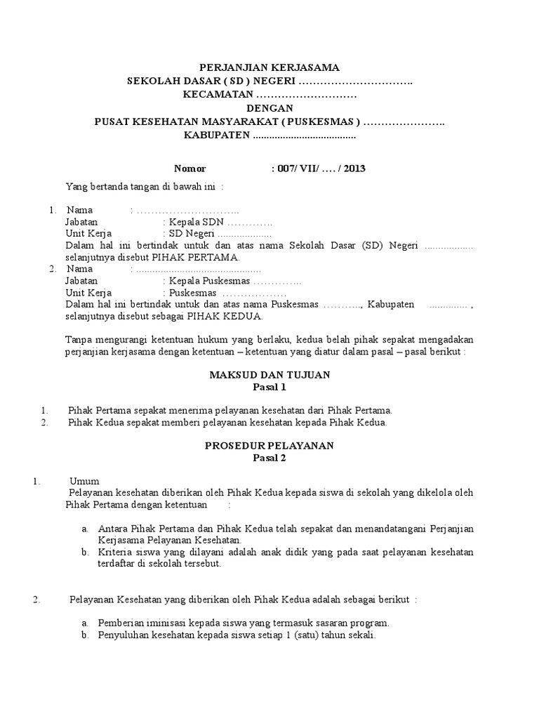 Contoh Surat Permohonan Kerjasama Sekolah Dengan Puskesmas | Surat Lengkap