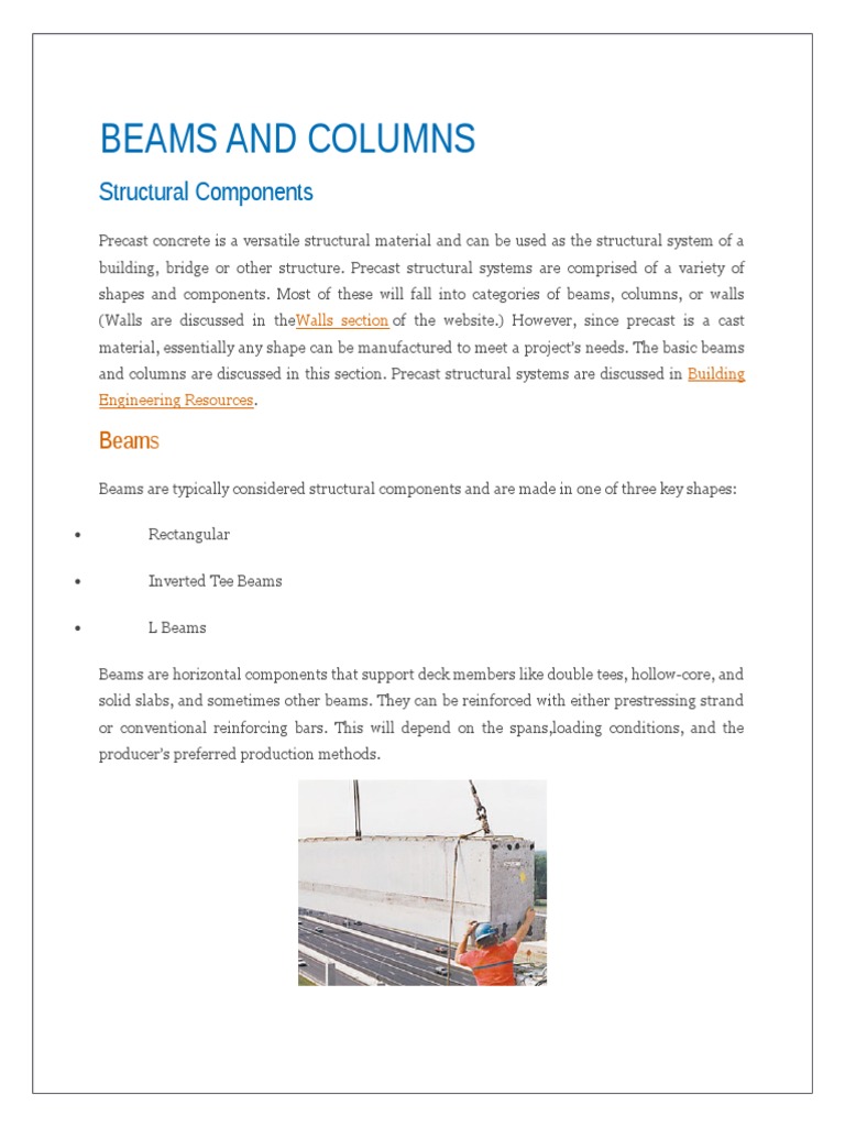 Precast Beams and Columns Overview | PDF | Precast Concrete ...