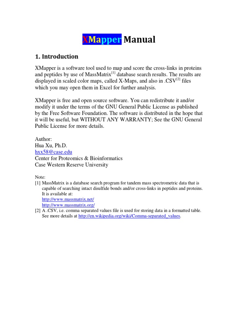 XMapper Manual | Download Free PDF | Cross Link | Comma Separated Values