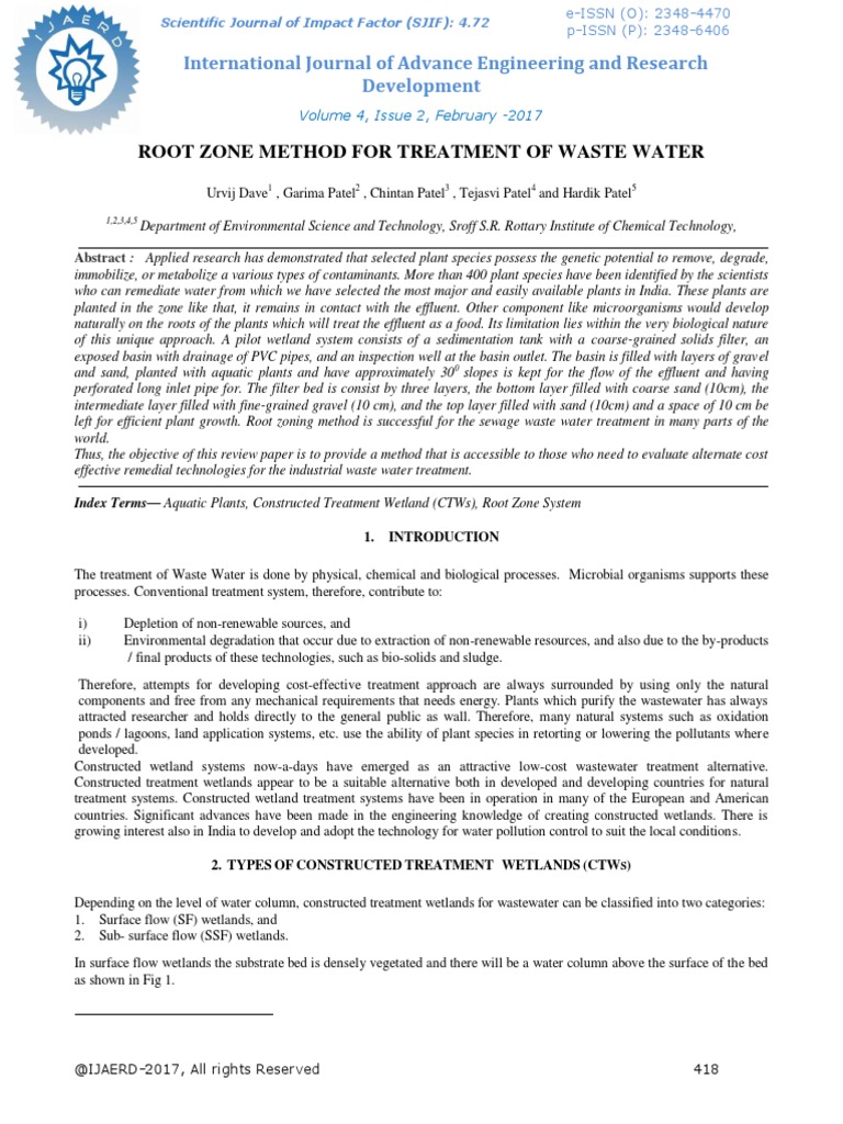 Root Zone Wastewater Treatment Method | PDF | Sewage Treatment | Wetland