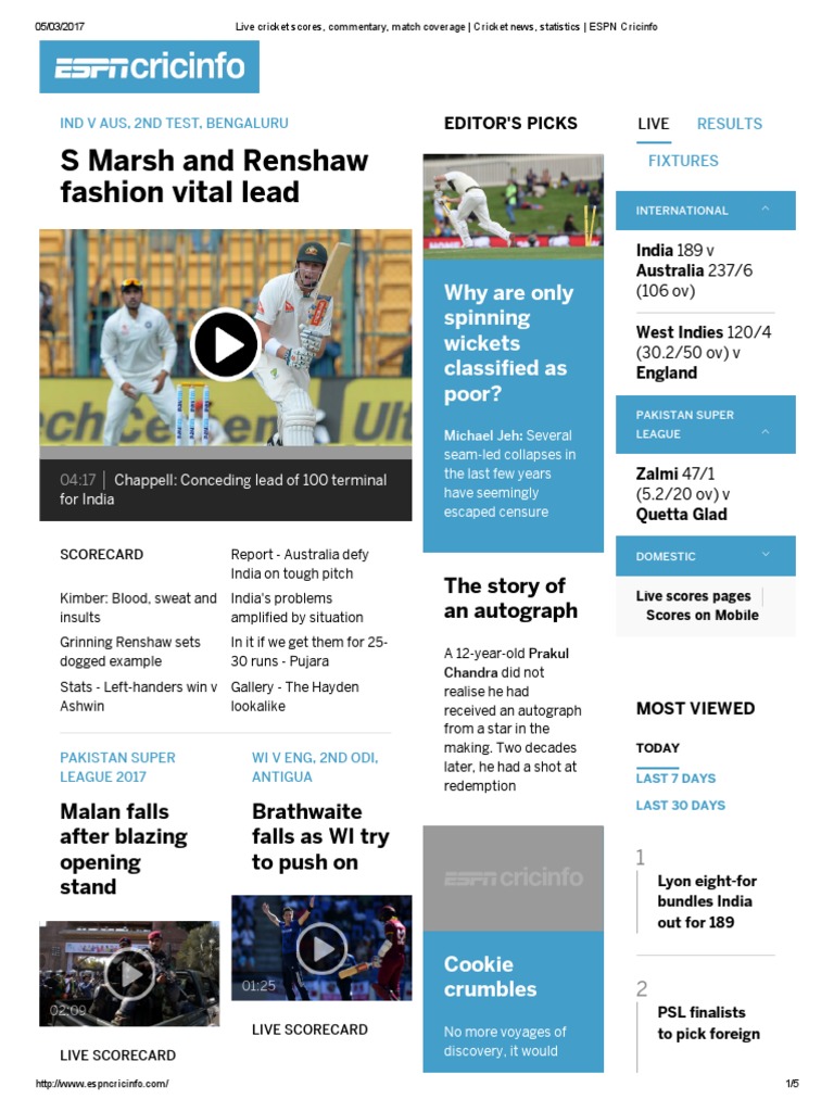 Live Cricket Scores, Commentary, Match Coverage Cricket News