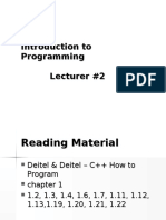 Introduction To Programming Lecturer #2