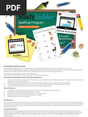 Studyladder+-+Orange+Spelling+Program-+Overview+and+Recording+Sheet+(29+page+PDF)