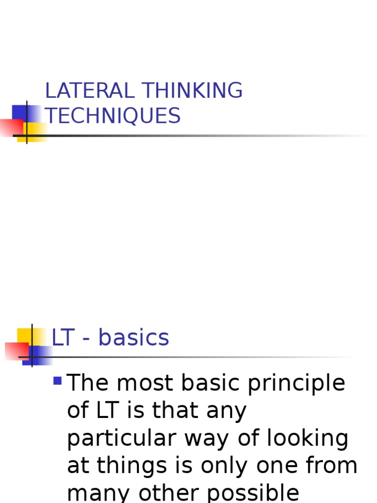 4lateral Thinking Techniques 20160311 063822227 | PDF | Thought | Teachers