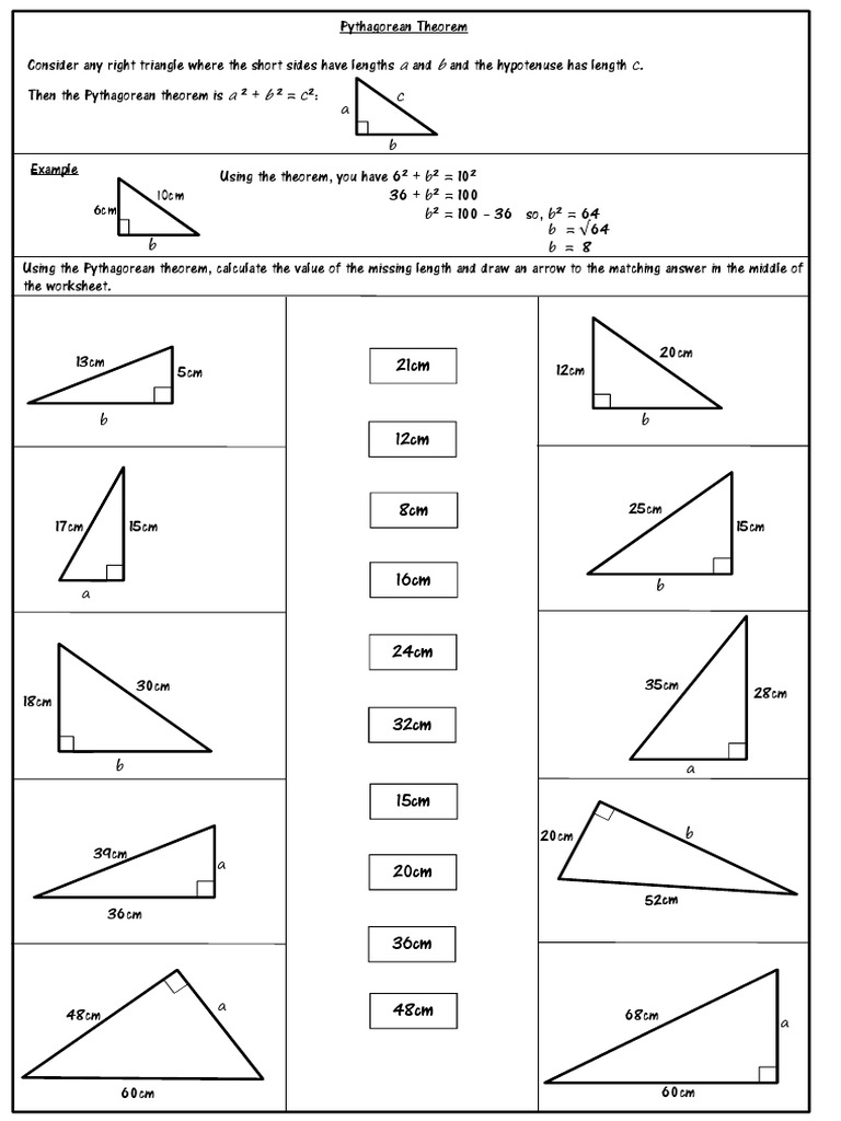Pythagorean Theorem Worksheet  PDF  Elementary Mathematics  Space Pertaining To Pythagorean Theorem Worksheet With Answers