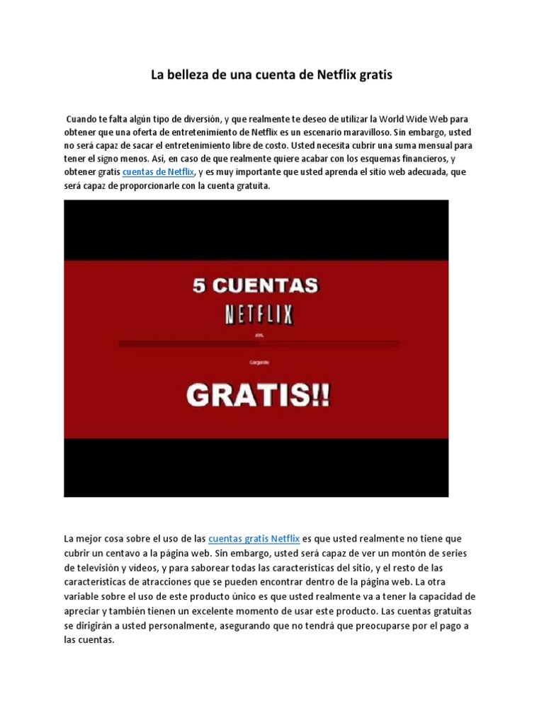 Cuentas Netflix Gratis