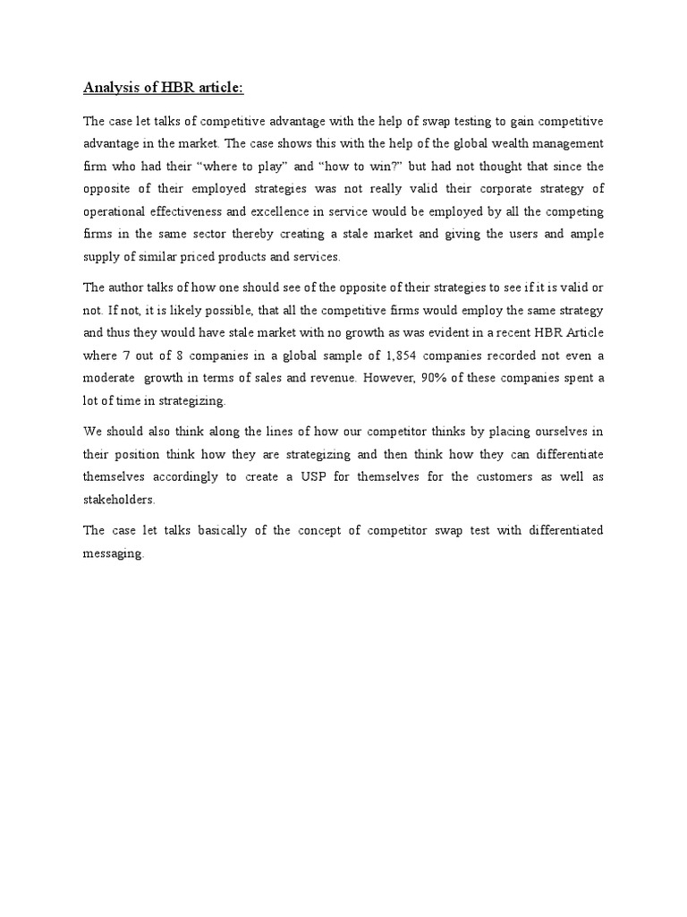 Analysis Of Hbr Article Pdf