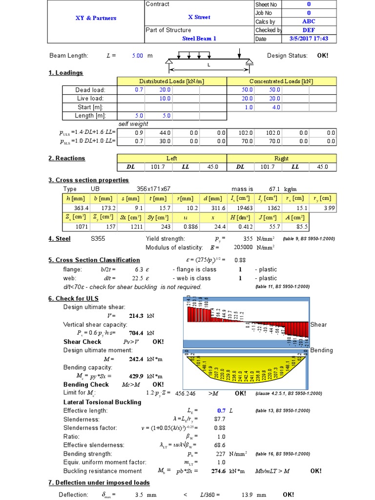Steel Beam BS 5950 Buckling Engineering
