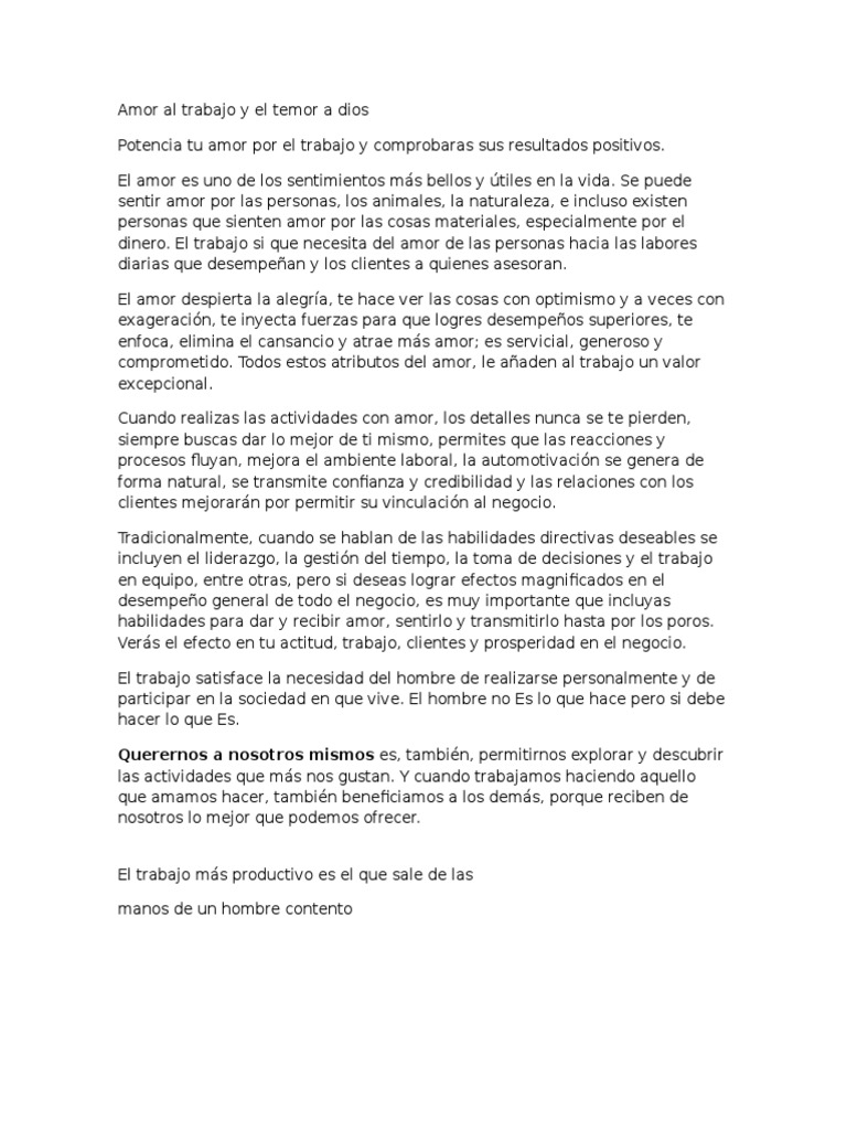 Amor y temor a Dios en el trabajo | PDF | David | Tetragrammaton