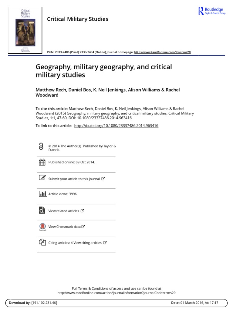 Geography Military Geography and Critical Military Studies PDF
