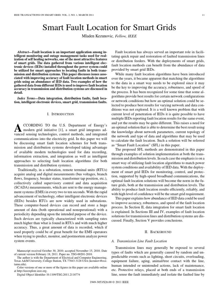 Smart Fault Location On Smart Grids PDF | PDF | Electrical Substation ...