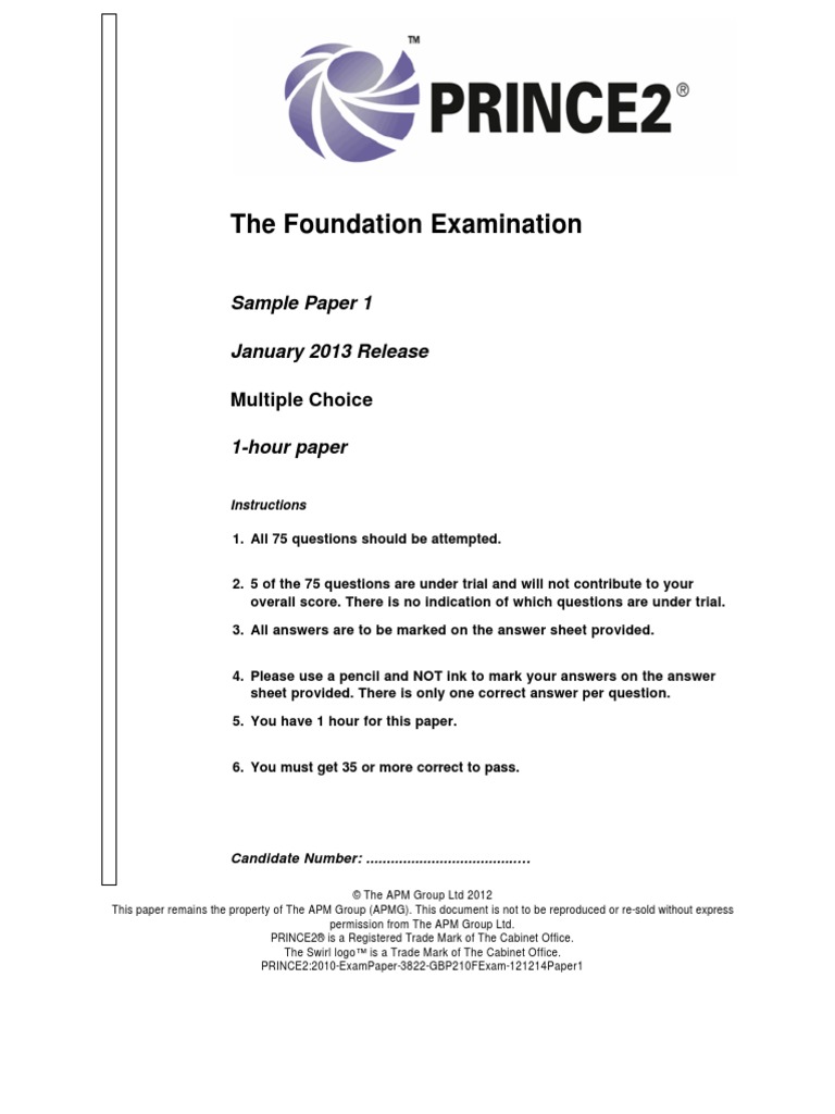 PRINCE2-Foundation Zertifikatsfragen