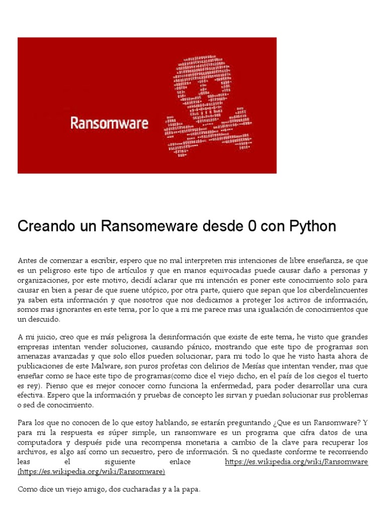 Creación de Ransomware en Python | PDF | Sudo | Servidor web
