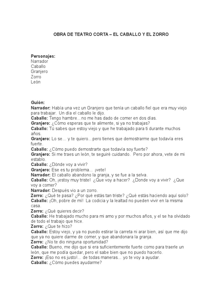 Obra de Teatro Corta | PDF | León | Narración