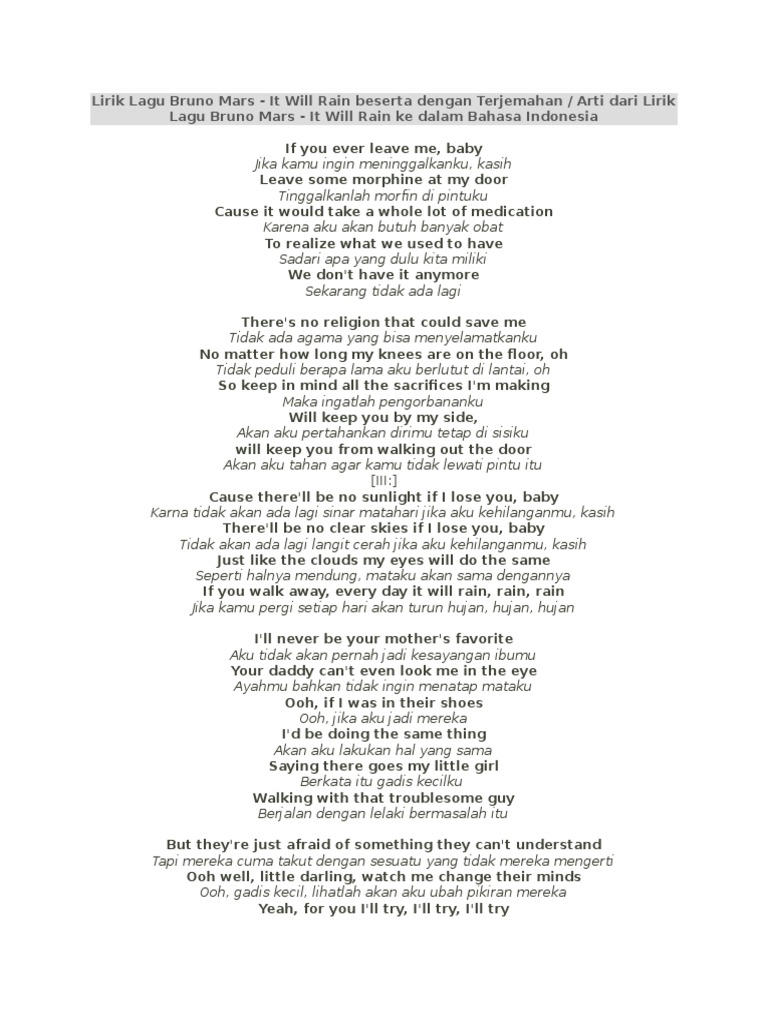Lirik Lagu Bruno Mars