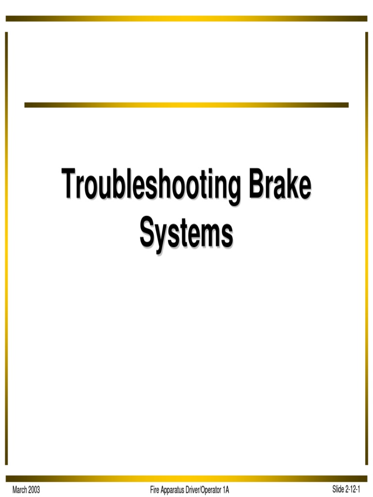 Fire Apparatus Brake Troubleshooting Guide | PDF | Brake | Leak
