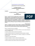 Ley para La Creación y El Desarrollo Artesanal.