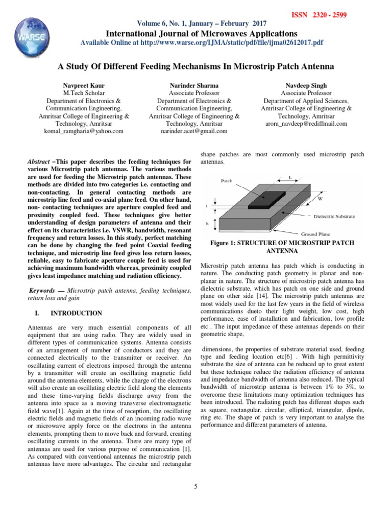 A Study of Different Feeding Mechanisms in Microstrip Patch Antenna ...