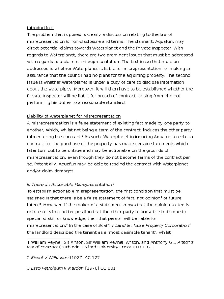 Assignment on misrepresentation image