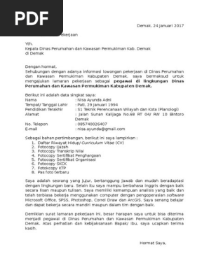 Lamaran Kerja Dinas Perumahan Pdf