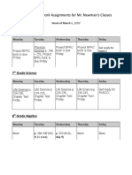 Weekly Homework Assignments For Mr. Newman's Classes: 8 Grade Science