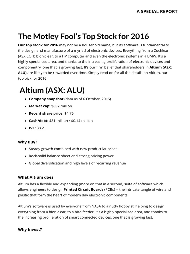 Motley Fool 2016 Top Stocks PDF Investing Stocks