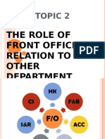 Topic 2: The Role of Front Office in Relation To Other Department